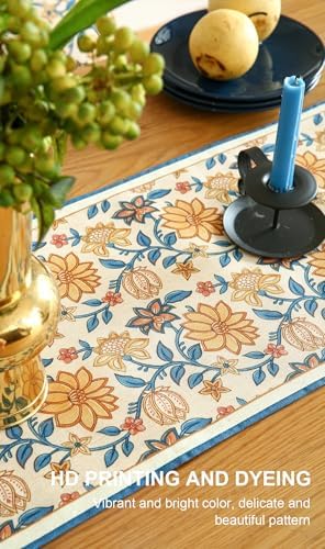 ISAENNE Designer French Linen Table Runner,87"x12"-Estevan B - Image 4