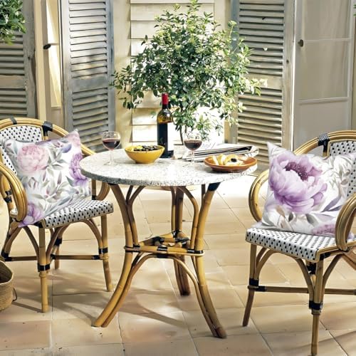 Purple Floral Throw Pillow Covers 22''x22'' Set of 4, Spring Blooming Flowers Cushion Covers Watercolor Printed Couch Pillowcases for Sofa Chair Home Bedroom Farmhouse Livingroom Patio Car - Image 6
