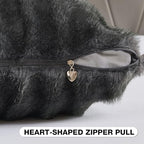 FUTEI Pack of 2 Faux Mink Fur Throw Pillow Covers 22x22 Inch, Dark Grey - Image 3