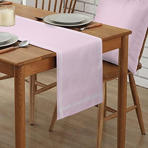 Smile Sunflower Pink Table Runner, Burlap Table Runners 120 inches Long,Farmhouse Style Solid Color Table Runner for Wedding Holiday Party Dinner,Dresser Scarf Decor - Image 2