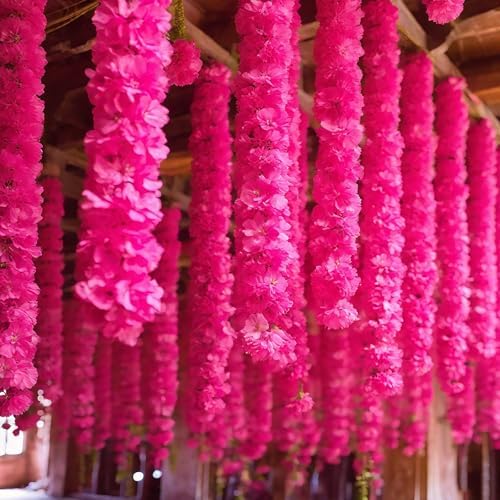 Giegxin 15 Pack 5ft Marigold Garland for Decor, Rose Red - Image 5
