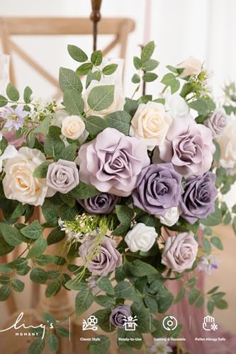 Ling's moment 2 Pack Purple Floral Garland Wedding Arch Flowers - Image 3