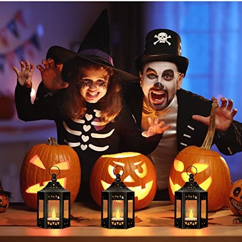 Hortsun 20 Pcs Mini Vintage Lanterns Decorative with LED Candle,Black - Image 4