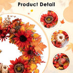 Fall Teardrop Swag Wreath, 3 Pack, 22" Artificial Pumpkin Flower - Image 4