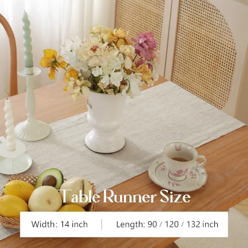100% Pure French Linen Table Runner (Natural,14x120 Inch) - Image 5