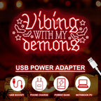 Vibing With My Demons Neon Sign, Halloween LED Wall Decor 16.7x9.3 Inch - Image 4