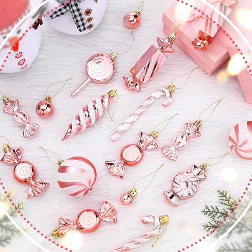 96 Pcs Christmas Tree Ornaments Rose Gold Candy Ball Ornament - Image 5