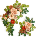 Wedding Decor (Pack of 2) Welcome Sign Flower Backdrop Garland for Ceremony Reception Wall Easel Home Decoration Entryway Faux Outdoor Board Head Table Decor (Orange & Terracotta) by Piklado