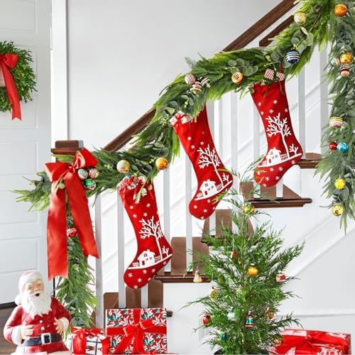 6ft Real Touch Norfolk Pine Christmas Garland with Eucalyptus - Image 4