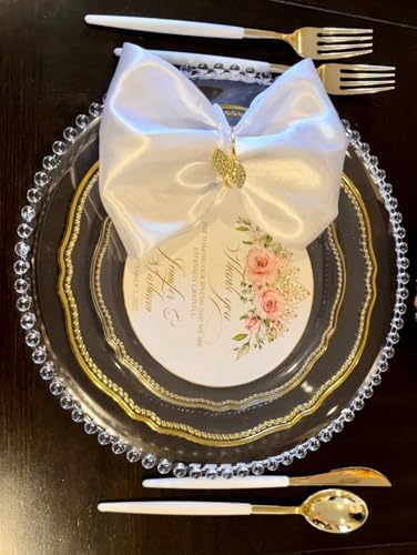 Set of 100 Napkin Rings Metal Gold Elegant Bling Leaves Rhinestone Napkin Ring, Napkin Rings Bulk Dinner Banquet Serviette Decor, Dining Table Setting for Thanksgiving Christmas Holiday Wedding Party - Image 5