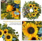 WANNA-CUL 24 Inch Summer Sunflower Wreath Linen Ribbon Front Door Wreath - Image 5