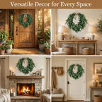 22" Heart Shaped Artificial Olive Leaf & Fruit Wreath Realistic Green Olive Branches with Spring Floral Accents Farmhouse Wall Door Wedding Arch Window Hanging for Indoor Outdoor - Image 5