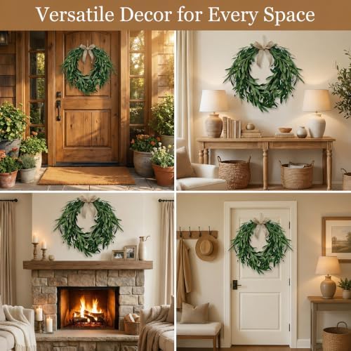 22" Heart Shaped Artificial Olive Leaf & Fruit Wreath Realistic Green Olive Branches with Spring Floral Accents Farmhouse Wall Door Wedding Arch Window Hanging for Indoor Outdoor - Image 5