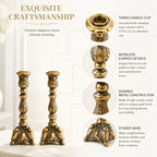 Antique Gold Candle Holders Set of 2, Iron Taper Stands - Image 3