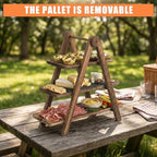 Space-Saving 3-Tier Collapsible Wooden Tray Stand – Rustic Multi-Layer Display Rack – Kitchen Counter Organizer for Food or Desserts – Sturdy, Easy-Fold Storage Shelf - Image 2