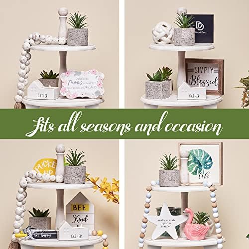 Defined Deco Two Tiered Tray Wooden Tiered Serving Tray Farmhouse Tiered Tray Stand with Tiered Tray Décor Signs for Kitchen Island Decor and Rustic Farmhouse Décor, Set of 3 - Image 6