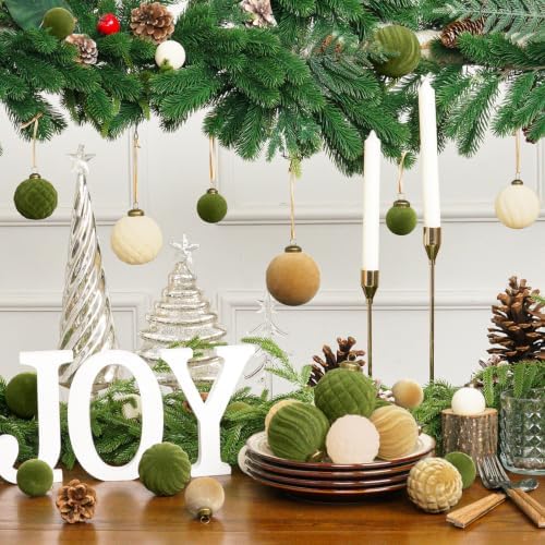XmasExp 36PCS Velvet Christmas Ornaments Set Mixed Flocked Balls Ornaments Shatterproof Christmas Tree Decorations for Holiday,Party,Home（Mixed） - Image 5