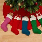 Traditional Christmas Stockings for Family Holiday Decorations and Xmas Tree Fireplace (6, Navy Blue-Grain-Large) - Image 6