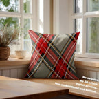 Batmerry Red Gray Modern Plaid Throw Pillow Covers, Black Rhombus Scottish Tartan Decorative Pillow Covers Digital Printing Blended for Couch Sofa Bed Invisible Zipper 24X24 in(Set of 2) - Image 4