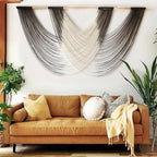 Jakalin Macrame Wall Hanging Black Dip-Dyed Fiber Wall Art 59" Wx35 L by Jakalin