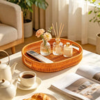 3pcs Woven Baskets Serving Trays, Poly Wicker Bread Basket Oval Tray for Fruit, Breakfast, Drinks, Entryway Table Storage Basket, Dining Coffee Table Centerpiece Decor (3, Light Color) - Image 3