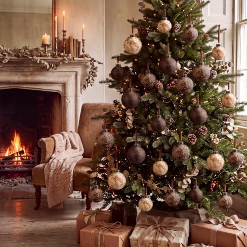 Yunlly 18 Pcs Neutral Christmas Ball Ornaments Textured Xmas Tree Decor - Image 2
