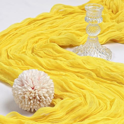 12 Pack 10Ft Lemon Yellow Cheesecloth Table Runner 23 x 120 Inch - Image 3