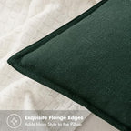 MIULEE Decorative Linen Euro Sham Pillow Covers 24x24 Dark Green - Image 2
