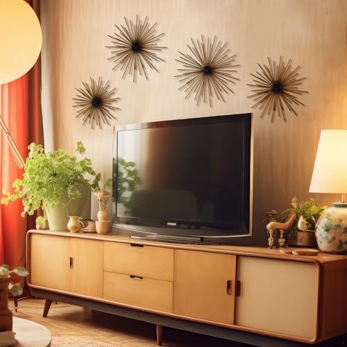 Shimeyao 4 Pcs Black Starburst Wall Decor Metal 3D Spike Wall Art Set - Image 3