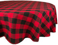 DII Red & Black Christmas Tablecloth, 70 Inch Round, Buffalo Check Plaid by DII