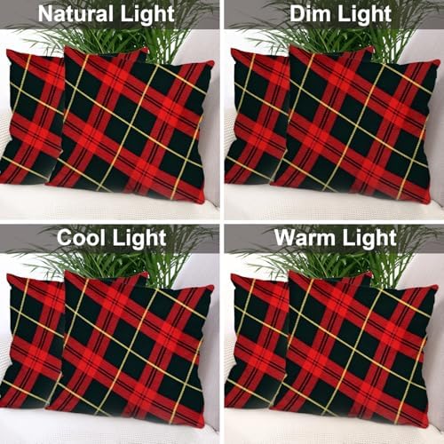Batmerry Red Abstract Black Celtic Plaid Throw Pillow Covers, Retro Green Scottish Plaid Tartan Decorative Pillow Covers Digital Printing Blended for Couch Bed Invisible Zipper 26X26 in(Set of 2) - Image 7
