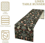 William Morris Plant Table Runner for Table Decor, Art Vintage Botanical Flower Rustic Floral Printed for Kitchen Dining Room Office Farmhouse Party Holiday Decorate 13" x 120" - Image 2