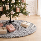 Shappy Gray 36 Inch Chunky Knit Christmas Tree Skirt Crochet Tree Skirt - Image 6