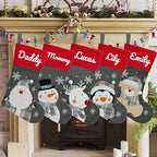 Set of 5, 18" Dia Personalized Gray Christmas Stockings with Embroidery Names, with Holders,Quality Thick Fleece Material Stockings for Family Décor(Set of 5-A) - Image 4