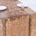 Floral Gauze Table Runner 10ft Embroidery Tulle Spring Wildflower Decor by LuoluoHouse