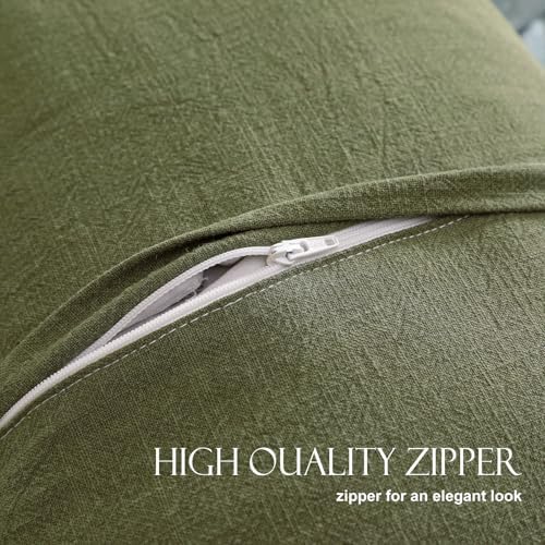 patdrea Vintage Green Linen Throw Pillow Covers,Set of 2,22"x22"-Kubum - Image 5