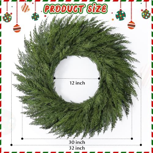 32’’ Large Real Touch Christmas Wreath, Artificial Cedar Wreath for Door - Image 5
