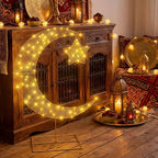 Glooglitter Pre-lit Eid Mubarak Decorations for Home Metal Ramadan Star Moon Crescent Light Decorations Outdoor Lighted Night Lamp Sign with LED String for Yard Lawn Pathway(Hanging Star) - Image 4