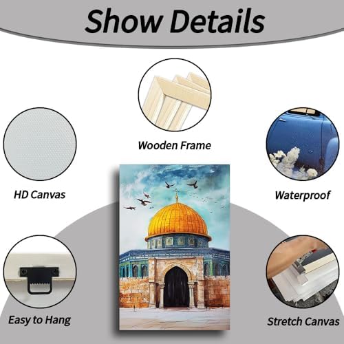 TIEHAOMAI Dome of the Rock Wall Art（Mosque-2,28x42inch (70x105cm) - Image 6