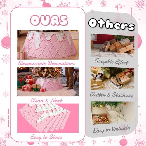 Metal Christmas Tree Collar 24 Inch Pink Christmas Tree Stand Base Cover - Image 4