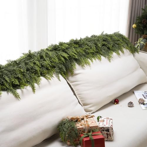 9 Ft Christmas Cedar Garland, Realistic Faux Pine Garlands, Green Artificial Greenery Garland for Winter Home, Mantle, Fireplace, Indoor, Outdoor Christmas Decorations (1Pcs) - Image 4