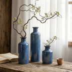 Ceramic Vase Set of 3, Deep Blue Glazed Bud Vases for Home Decor, Modern Farmhouse Decorative Blue Vases for Flowers, Table Centerpiece Set for Dining Room Living Room Kitchen Shelf Mantel by GarDream