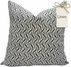 Decorative Pillow Cover French Country Pillow Cover Cottage Decor Floral Block Print, Farmhouse Decorative Cushion Cover, Spring Pillow Cover Line and Loop (Airforce Blue) by LineandLoop