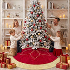 Valery Madelyn 72 Inch Red Gold Christmas Tree Skirt for Tree Decorations - Image 4