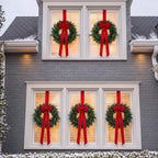 Roowest 6 Pack 12'' Christmas Window Wreaths Decorations & Red Velvet Bow by Roowest