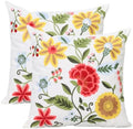 Pack of 2 Embroidered Decorative Throw Pillow Cover 18x18 Inch Farmhouse Floral Pillowcase for Living Room Sofa Bed (Boho Flower) by Pilmandu