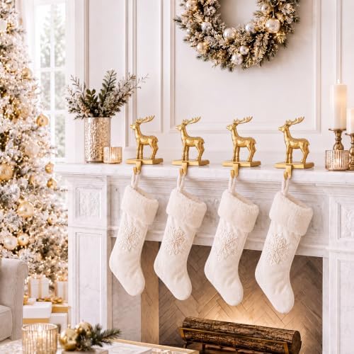 4 Pcs Christmas Reindeer Stocking Holder for Mantel Deer Stocking Hangers - Image 6