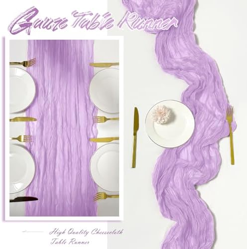 30 Pack Lavender Cheesecloth Table Runner 17 x 108 inch Cheese Cloth Table Runners 9ft Lavender Table Runner Rustic Romantic Sheer Gauze Runner for Wedding Party Baby Shower Table Decoration - Image 6