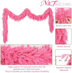 9Ft Halloween Cedar Garland,Pink Real Touch Soft Christmas Decorations - Image 5