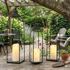 Decorative Candle Lanterns Set of 3, Black Metal for Indoor & Outdoor - Image 3